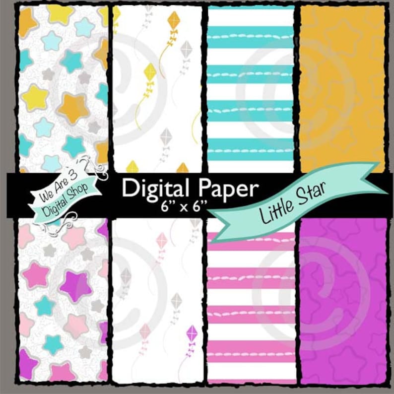 We Are 3 Digital Paper Little Star image 0