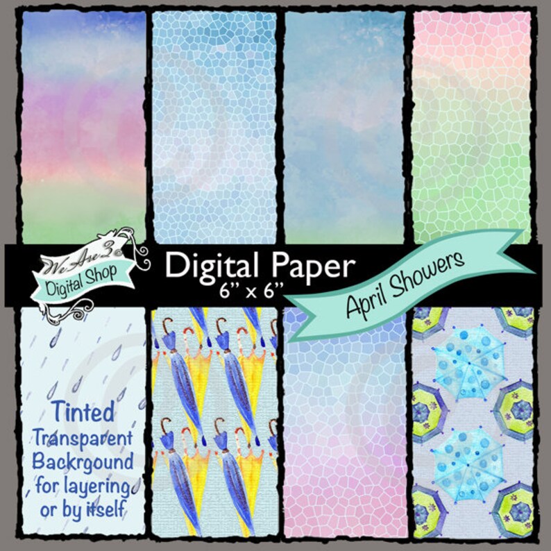 We Are 3 Digital Paper  April Showers Special Raindrop Paper image 0