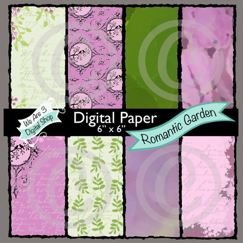 We Are 3 Digital Paper Romantic Garden image 0