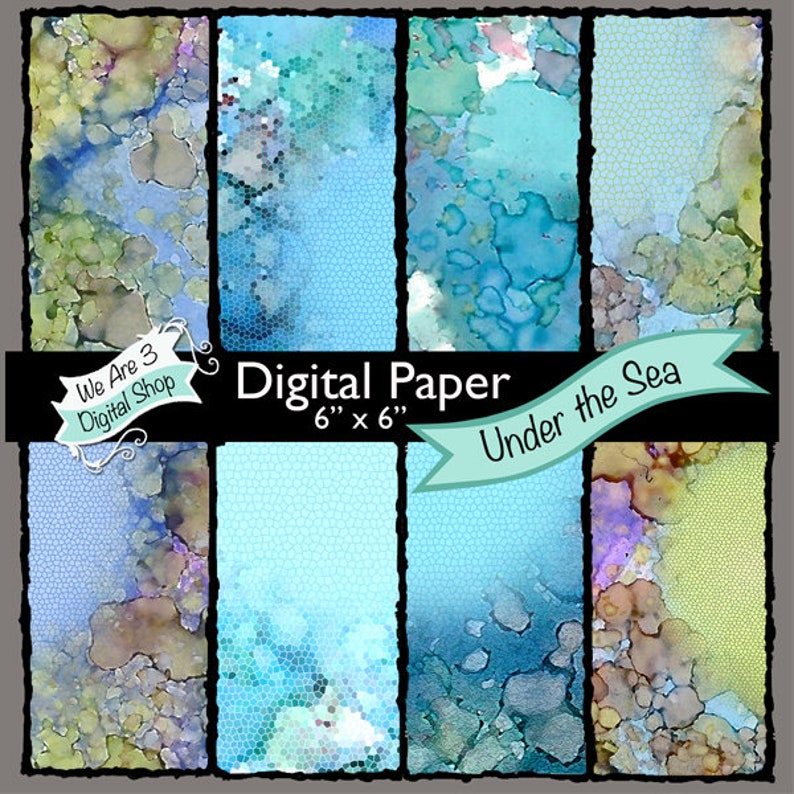 We Are 3 Digital Paper  Under the Sea Fairy Mermaid image 0