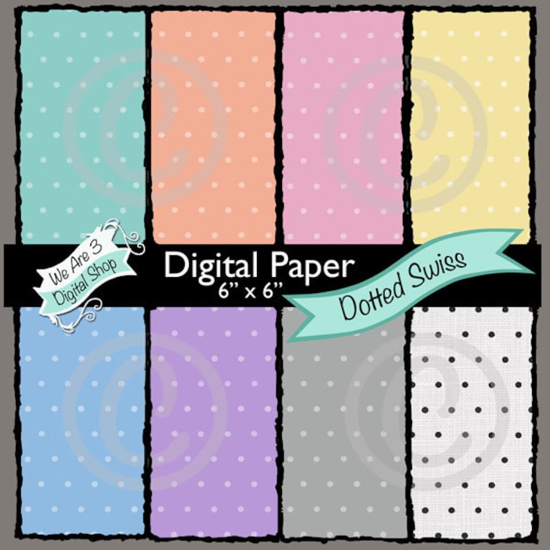 We Are 3 Digital Paper Dotted Swiss Vintage 30's image 0