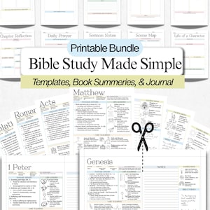 Bible Study Printable Bundle: KJV Bible Book Summaries and Journal Template (SOAP, Sermon Notes, Chapter Reflection & more) Digital Download