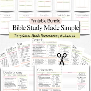 Printable Scripture Bible Books Guide, Bible Study Journal, Bible Templates, Sermon Notes, Soap Bible, Bible Printable bundle, KJV Bible