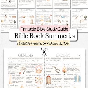 Bible Inserts, Bible Study Guide, Bible Tip Ins, Loaded Bible, KJV, Bible Book Summary Guide Printable