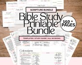 Bible Study Guide Scripture Bundle with Study Method Templates, Bible Study Guide for women, Bible Printables