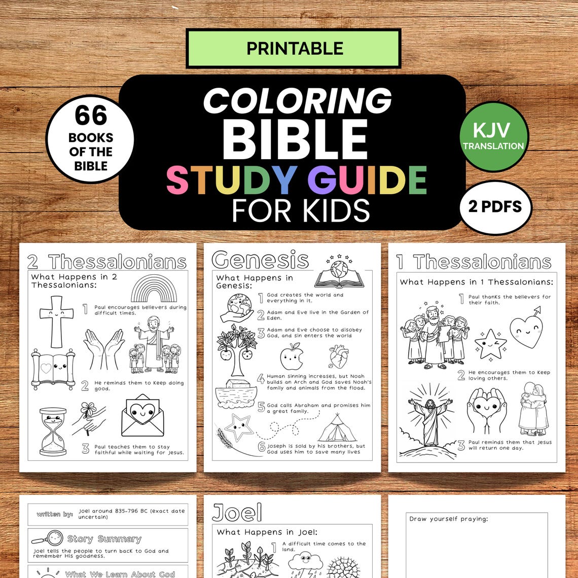 Kids Bible Coloring Pages, Bible Coloring Book Print at Home, Kids