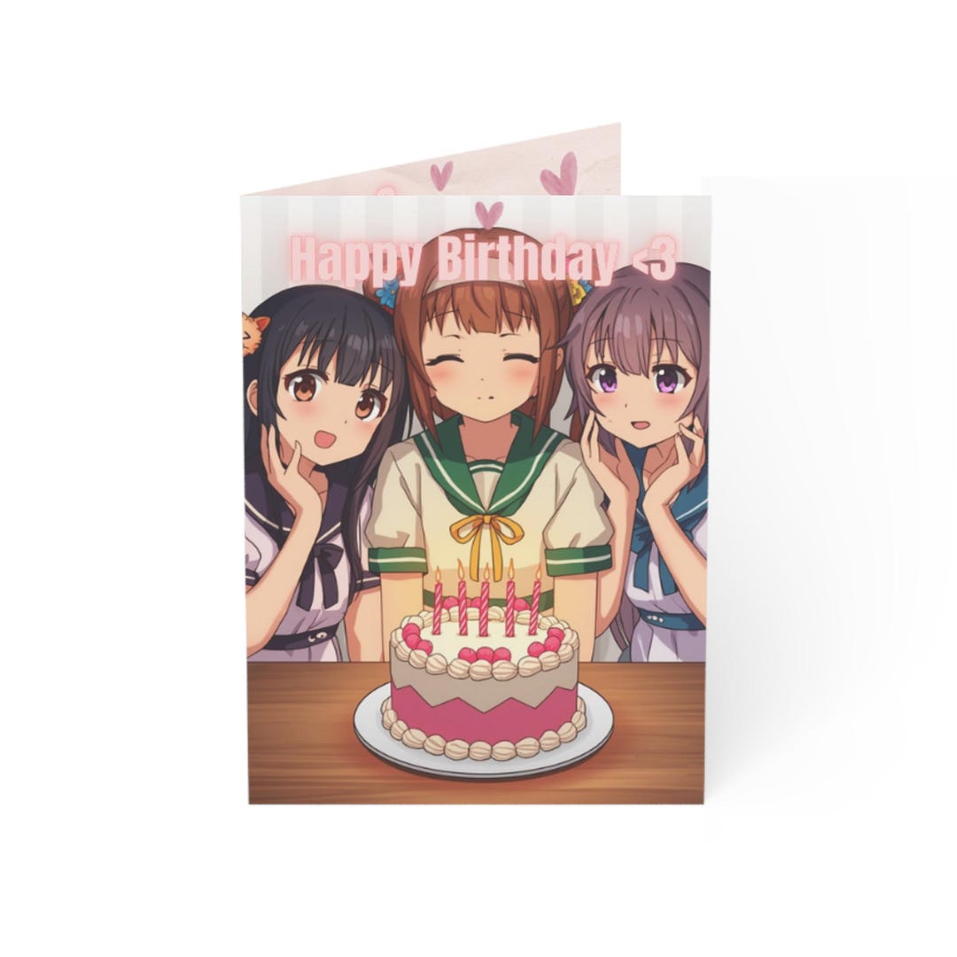 Anime Girls Birthday Card | Greeting Card - Etsy