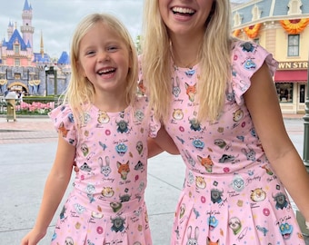 Disney Zootopia Signature Sketch Ruffle Set, Skirt T-Shirt Set, Disney Dress ,Zootropolis Judy Hopps Nick Gary Nibbles Bogo