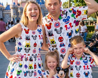 Disney Superhero Hawaiian And Dress Shirt,  Mickey Avengers Button Up, Avengers Mickey Vacation Matching
