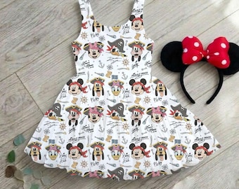 Adventurous Pirate Mickey and Friends Ruffle Tulle Dress, Donald Daisy Goofy Sea Adventure Outfit, Disney Cruise Line Pirate Night Gear