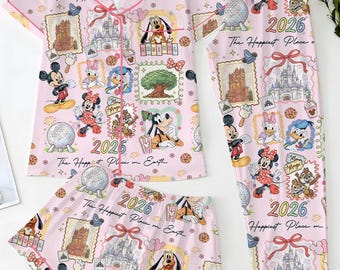 Piżama Myszka Miki i Przyjaciele Magiczny Park, Piżama Disneyland Snacks, Wiosenny magiczny zestaw wypoczynkowy Disney, Piżama Myszka Miki i Przyjaciele