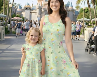 Disney  Tinker Bell Dress Mommy and Me Matching Dress, Mama Mini Castle Outfit, Disney Princess Shirt