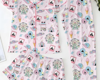 Mickey and Friends Magical Park Pajama Set, Disneyland Snacks Sleepwear, Disney Spring Magical Loungewear Set, Mickey and Friends Pajamas