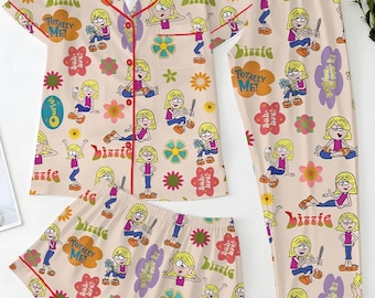 Lizzie McGuire Unisex Satin Pajamas, Disney Cute Lizzie McGuire Pajamas, Long Sleeve And Short Styles