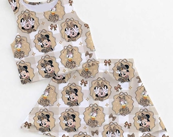 Animal Kingdom Minnie and Daisy Leopard  Outfit, Activewear Set, Adult Child Disney Shirt,Disney Athletic Set,Disney Outfit