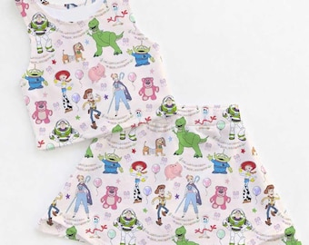 Toy Story Activewear Set, Woody Buzz Jessie Doodle Mirror Print, runDisney Pixar Race Outfit 2026, Mommy and Me Tennis Skirt
