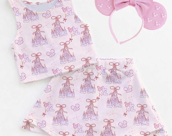 Sweet Pink Disney Magical Activewear Set, Magical Park Magical Outfit, Minnie Pluto RunDisney Summer Vacation Skort Birthday Gift