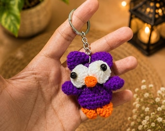 Handmade Crochet Owl Keychain | Amigurumi Bird Charm, Bag Accessory