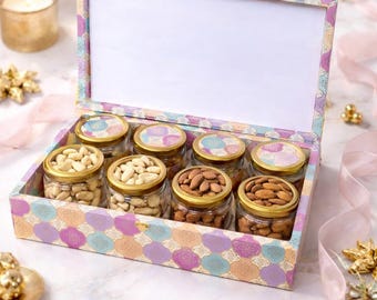 Luxury Dry Fruits Gift Box – Assorted Cashews, Almonds in Glass Jars