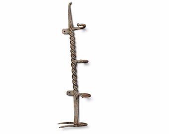 Hand-Forged Antique Iron Wall Hook Rack – Rustic Farmhouse Coat Hanger, Vintage Key Holder