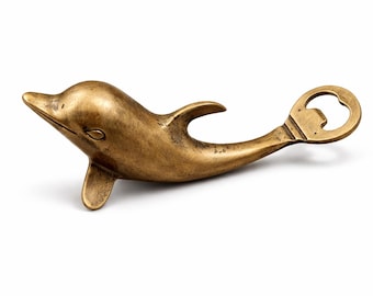 Solid Brass Dolphin Bottle Opener | Vintage Nautical Bar Tool, Coastal Decor