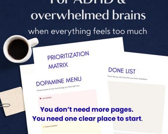ADHD Brain Dump afdrukbare bundel, focussysteem, emotionele check-in (digitale download, A4/US Letter)