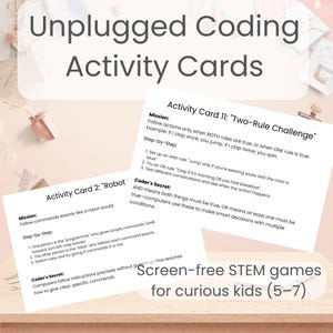 Karty aktywności z kodowaniem Unplugged dla dzieci | Materiały STEM do druku bez ekranu | Gry rozwijające myślenie obliczeniowe | Wiek 5-7 lat