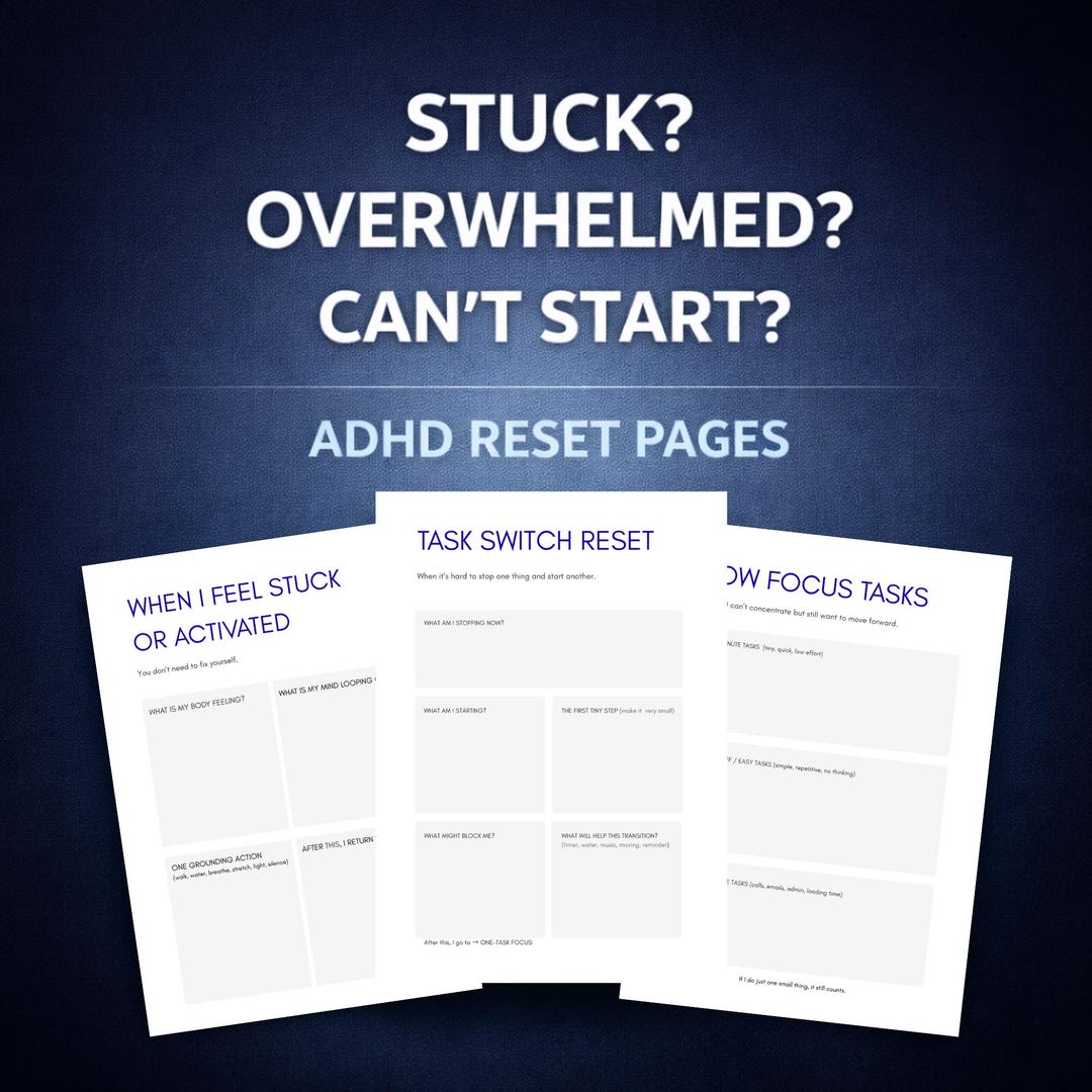 View of ADHD Reset Planner | Overwhelm Relief, Daily Task System (PDF Download ...