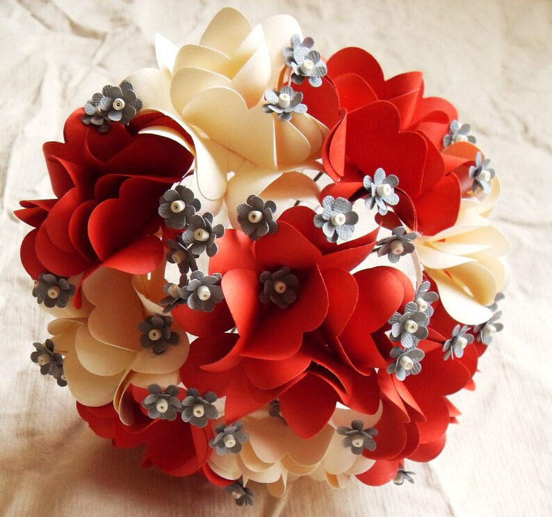 Blue and Yellow Paper Flower Bouquet Off White