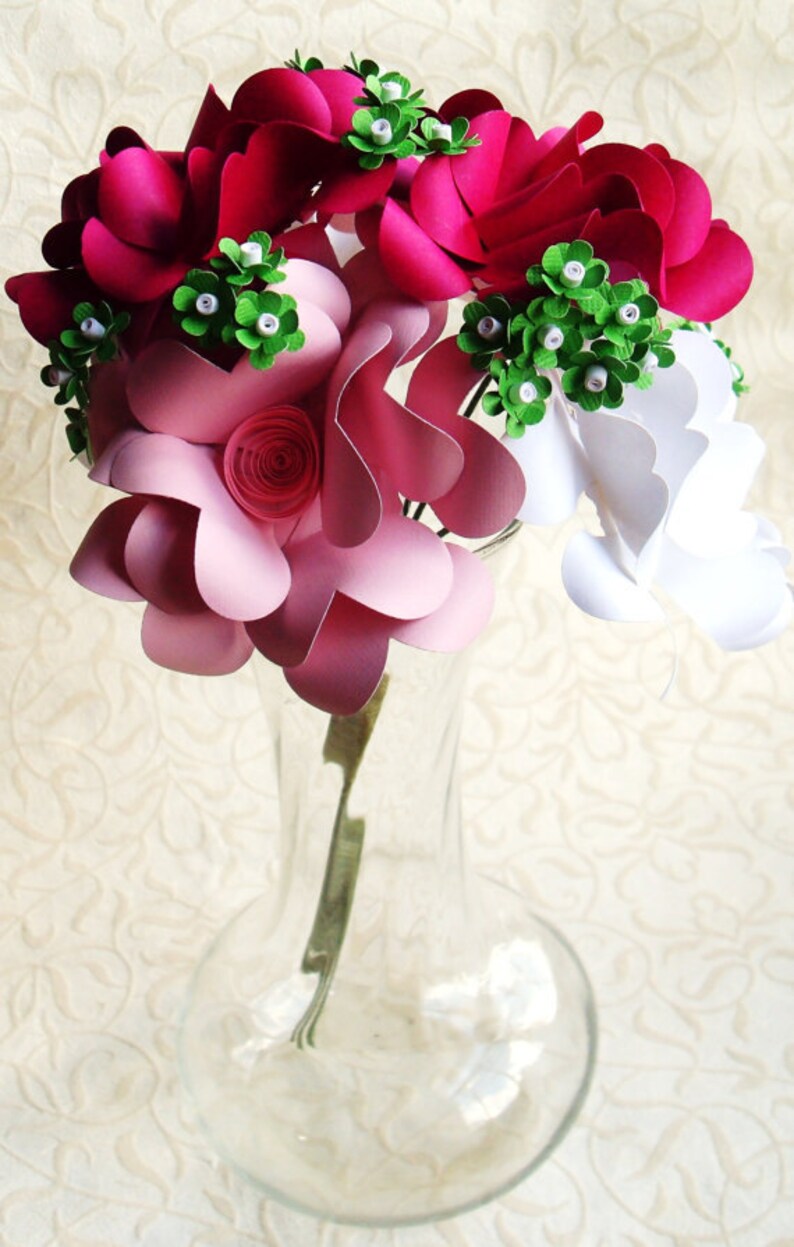 Blue and Yellow Paper Flower Bouquet Off White