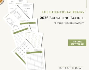 2026 Intentional Budget Planner Bundle, Minimalist Debt Tracker, Savings Jars, Financial Freedom PDF, Sage Green & Charcoal, A4 Letter