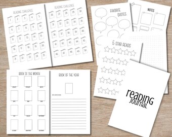 Reading Journal Printable | Book Tracker, Challenges, and Awards (Digital Download)