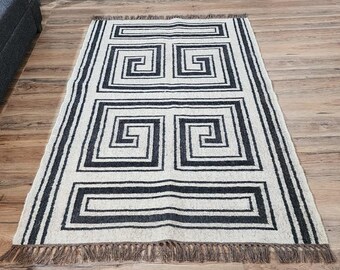 handmade wool jute kilim rug traditional Kilim jute Area rug Custom Size Rugs, Kilim Dhurrie Rug Indoor / Outdoor Rug, living room rug