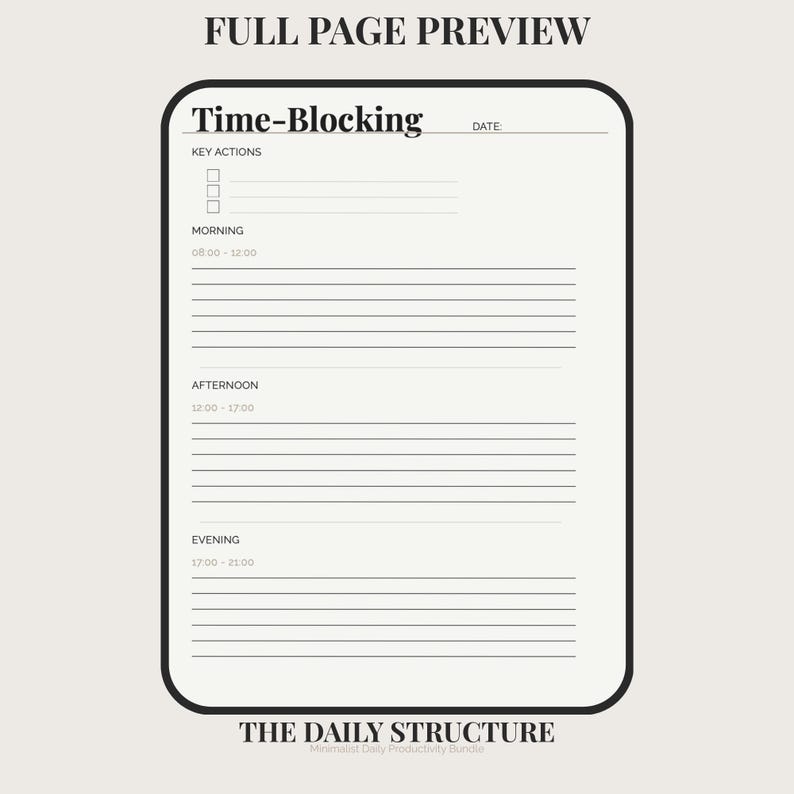 Time Blocking Planner Printable | Flexible Block Schedule | Morning ...
