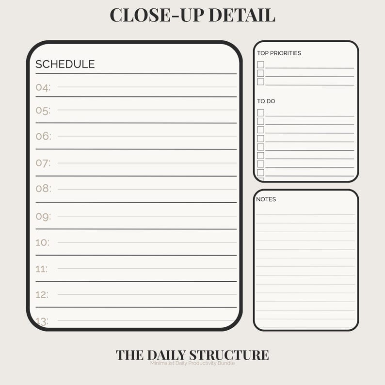 Minimalist Daily Planner Printable | Clean Schedule, Priorities (A4/US ...