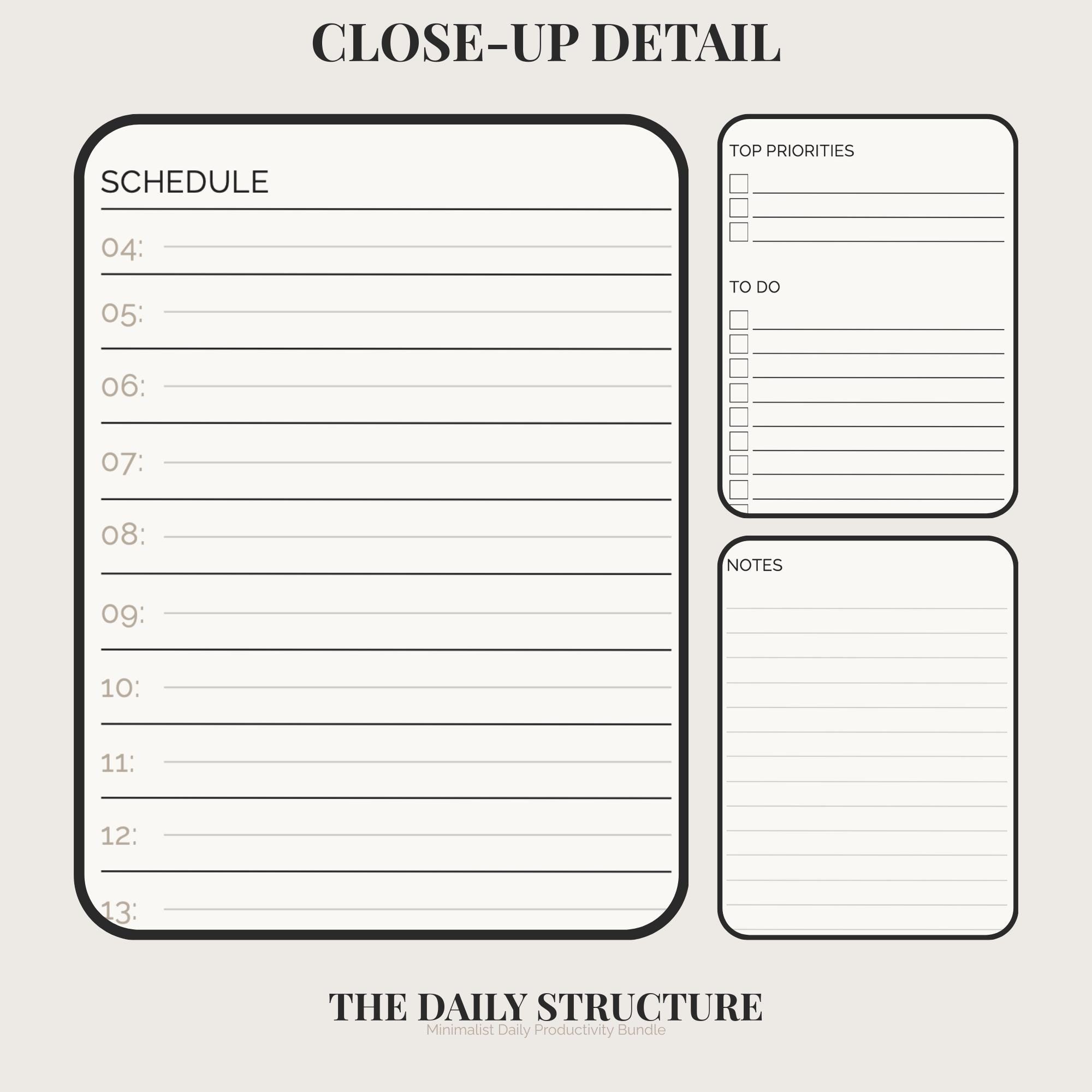 Minimalist Daily Planner Printable | Clean Schedule, Priorities (A4/US ...