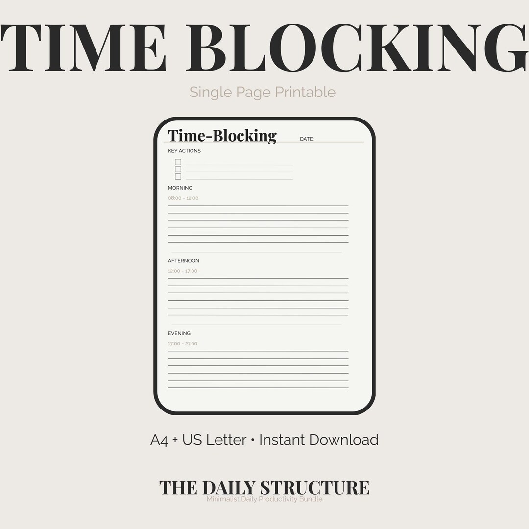 Block Simple Complex Routine Time Blocking Planner Printable | Flexible Block Schedule | Morning ...