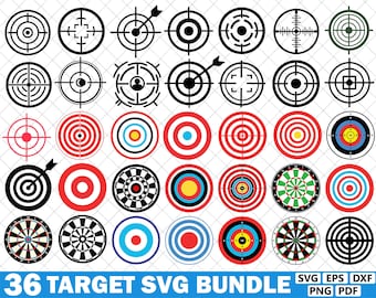 Ziel SVG Bundle, Ziel Clipart, Bogenschießen Zielvektor, Bullseye Symbol, Dartscheibe Cricut, Pdf Png Eps Dxf