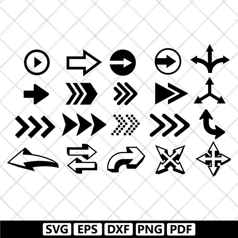 Arrow SVG Bundle, Directional Arrow Clipart, Arrow Silhouette, Arrow ...