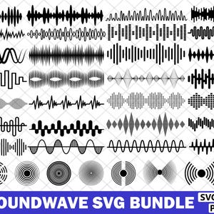 Paquete de archivos SVG de ondas sonoras, imágenes prediseñadas de ondas sonoras, archivos de corte vectoriales de ondas de audio para Cricut, símbolo de ecualizador de música, PDF, PNG, EPS, DXF