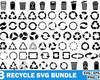 Recycler la flèche SVG Bundle, actualiser les cliparts, symbole de l'écologie, vecteur de flèche de recyclage Cricut, Pdf Png Eps Dxf
