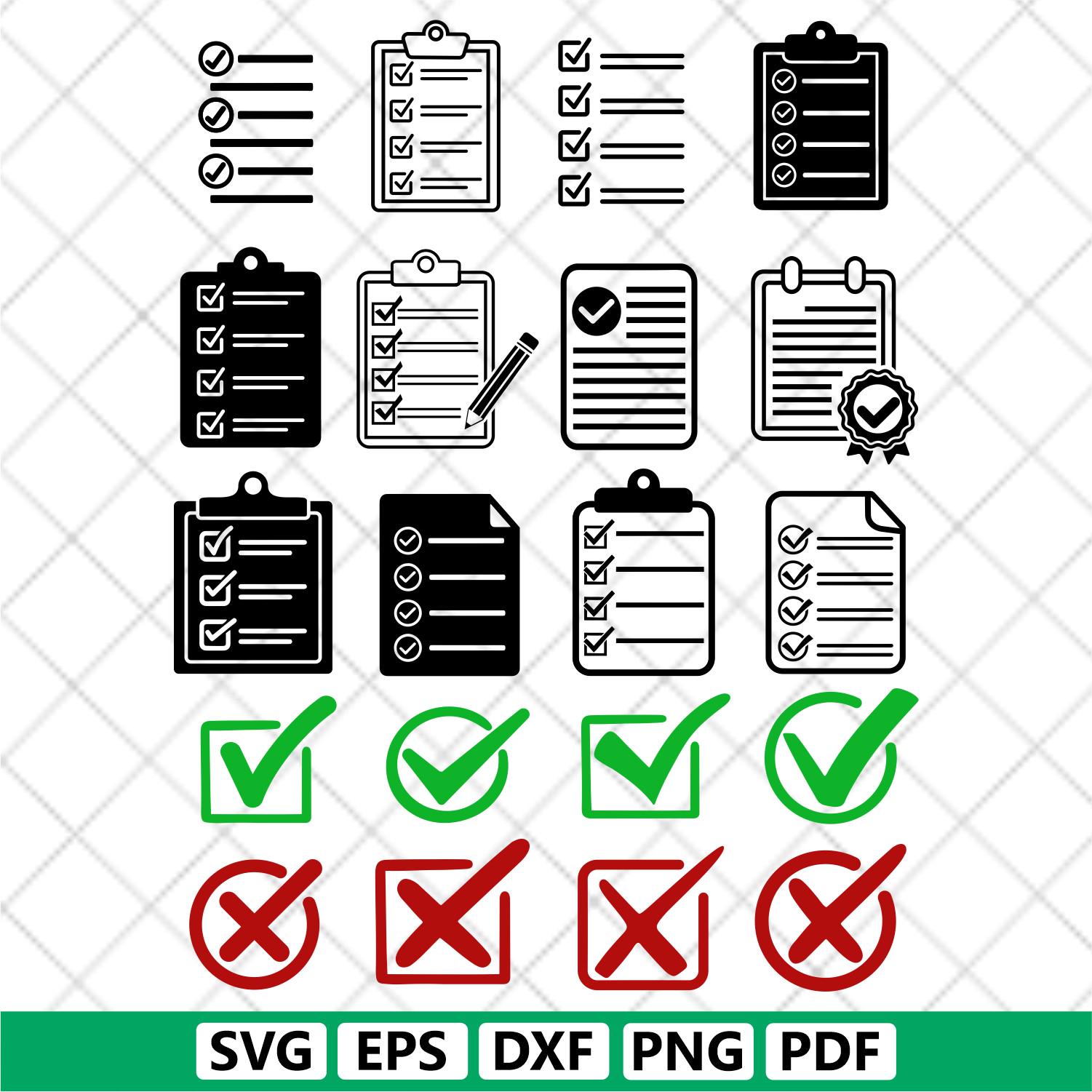 Checklist SVG Bundle, Checklist Clipart, Yes or No Checkmark Symbol ...