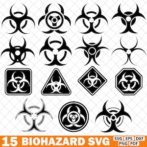biohazard SVG Bundle, biohazard Clipart, toxic symbol, biohazard Vector Cut Files for Cricut, biological hazard logo, Pdf Png Eps Dxf