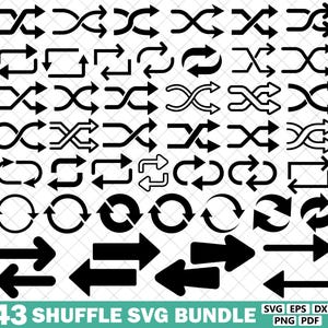 shuffle SVG bundle, shuffle Clipart, Mix music symbol, shuffle vector Cut File For Cricut, Repeat, refresh, reload sign, Pdf Png Eps Dxf