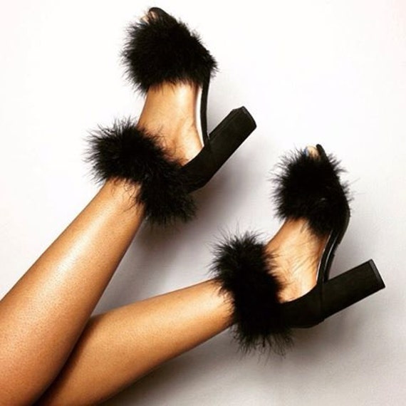 chunky heels with fur