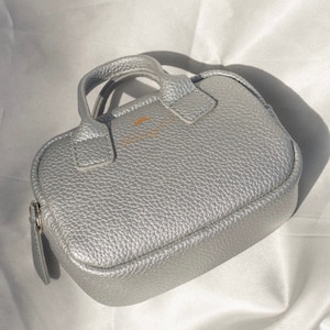 Silver Mini Bag Purse, Metallic Silver Purse with Detachable Gold Chain Cross-body Detailing