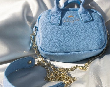 Baby Blue Vegan Leather Mini Bag With Gold Chain - Etsy