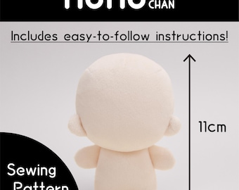 Plush doll sewing pattern "NUNU-chan" 11cm tall, Japanese NUI doll