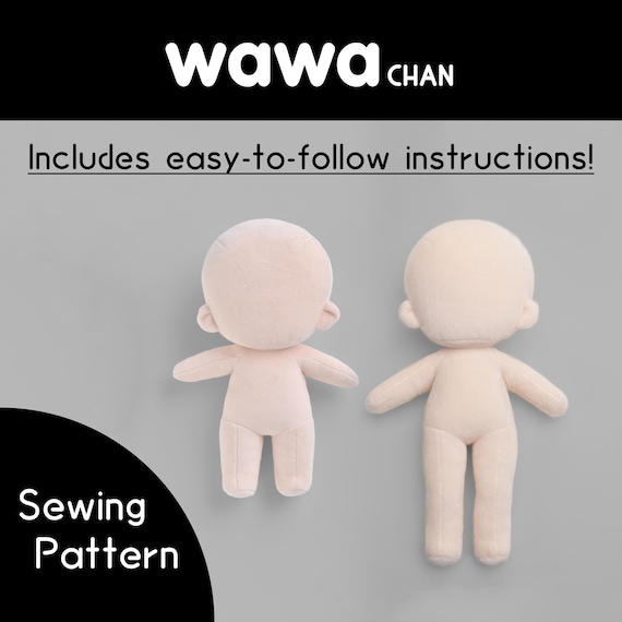 Plush doll sewing pattern "wawa-chan" 22cm&26cm tall, Japanese NUI doll