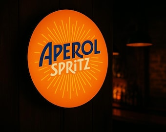 Aperol Spritz LED Lightbox – Italian Cocktail Bar Sign, 3D Printed Decor